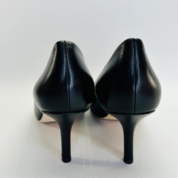 Tory Burch Eleanor Pointed Toe Leather Pump Size 8 Black Kitten Heel Classic - Picture 7 of 16